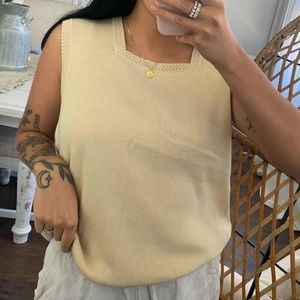 Vintage DressBarn Cream Knit Square-Neck Tank